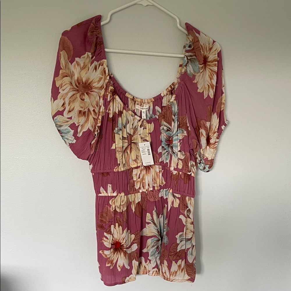 Maurices Pink Floral Blouse
